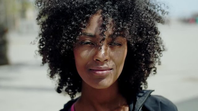 Beautiful young black girl close-up portrait