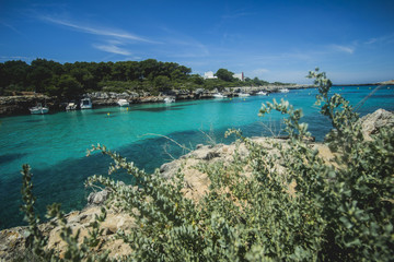 turquoise water in Spanish Menorca like in Caribbean, clear and perfect for swimming and bathing