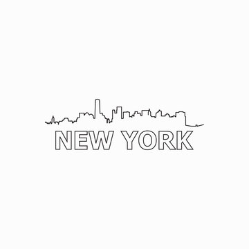 New York skyline and landmarks silhouette black vector icon. New York panorama. United States of America. USA