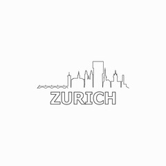 Zurich skyline and landmarks silhouette black vector icon. Zurich panorama. Switzerland