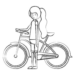 Fototapeta na wymiar beautiful and young woman with bicycle character vector illustration design