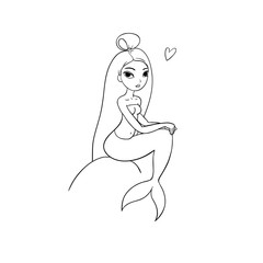 Cute cartoon little mermaid. Siren. Sea theme.