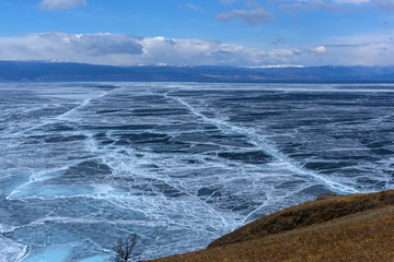 Baikal Lake in the May ice drift.