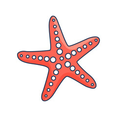Red Starfish with Suckers Isolated Illustration