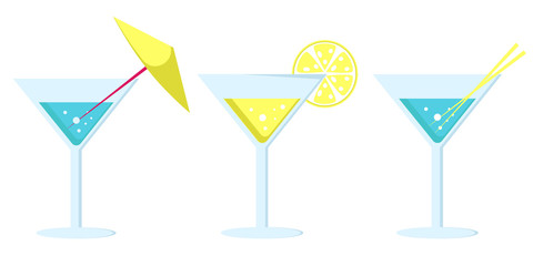 Margarita Cocktail in Glass Long Leg with Umbrella