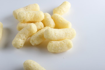 corn sticks on white background