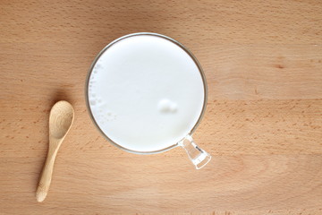 whipping of milk foam glass