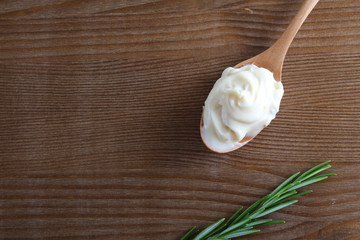 processed cheese in a spoon background