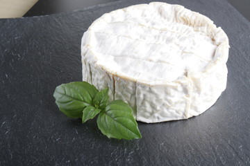 brie cheese on a stone background