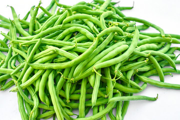 Green beans, natural fresh product on white background