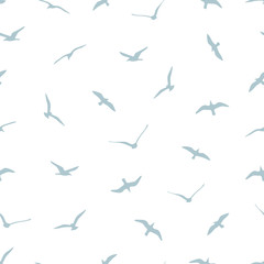 seamless pattern with gulls on white background