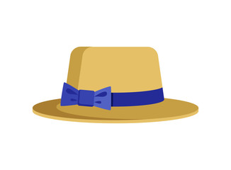 Elegant Female Hat with Blue Stripe and Cute Bow