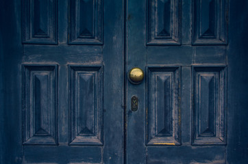 Fototapeta na wymiar Old wooden door of house of island La Palma, textured background