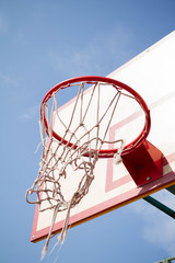 torn net on the basketball ring