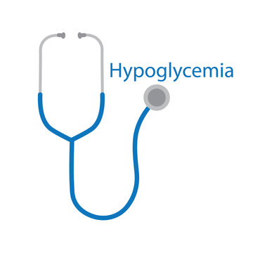 Hypoglycemia word and stethoscope icon- vector illustration
