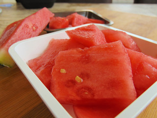 Watermelon pieces.