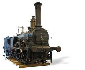 Fototapeta na wymiar Abstract old Vintage steam engine locomotive train isolated over white