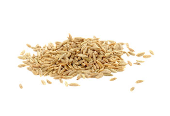 Cumin seeds on white background.