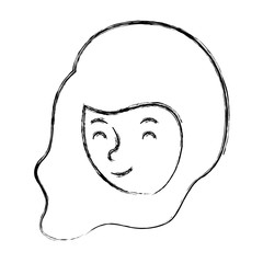beautiful and young woman head character vector illustration design
