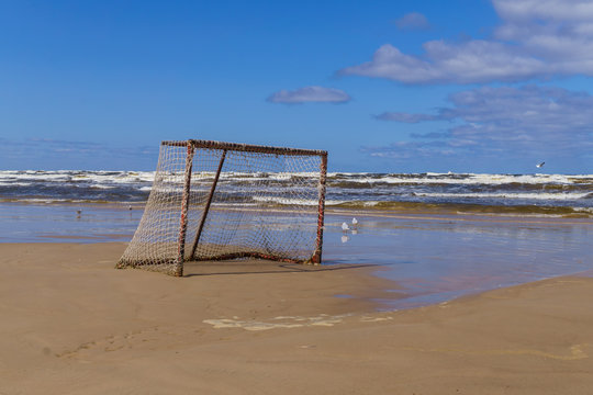 Fototapeta a windy day on the shore of the Gulf of Riga .Jurmala, Latvia -august, 2017.