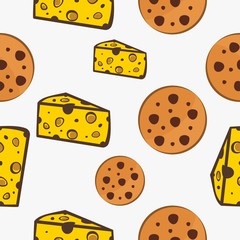 Cheese and cookie fast food pattern design vector.