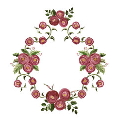 Frame with watercolor bouquets with roses