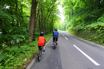 Obraz premium 親子で北海道サイクリング