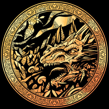 Gold coin with a dragon image