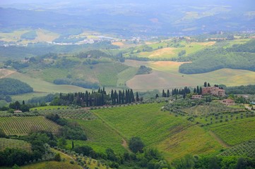 San Gimignano known as Town of Fine Towers - Famous medieval hill town in Siena, Tuscany, Italy