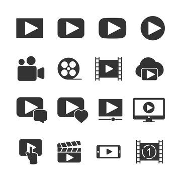 Vector image set of video icons.