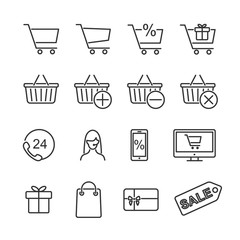 Vector image set of shopping line icons.
