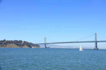 Sailing across the Bay Bridge in San Francisco