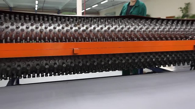 The machine for foam rubber cutting, factory on production of mattresses, machine for planimetric cutting of foam rubber