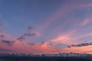 mountains sky sunset clouds pink