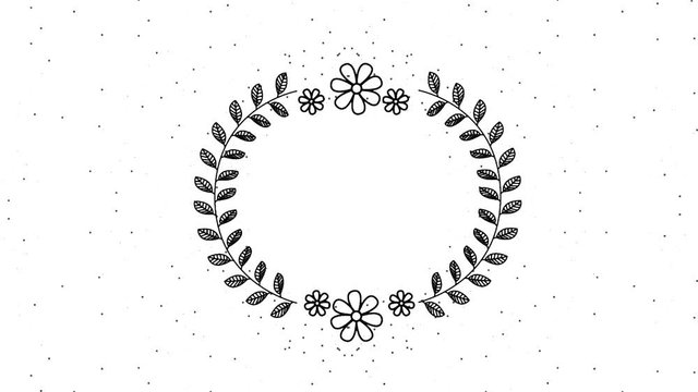 decorative round ornament branch laurel flowers animation hd