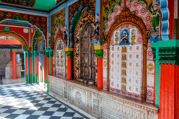 Fototapeta na wymiar Ayodhya, India. Hanuman Garhi Temple. Details of architecture.