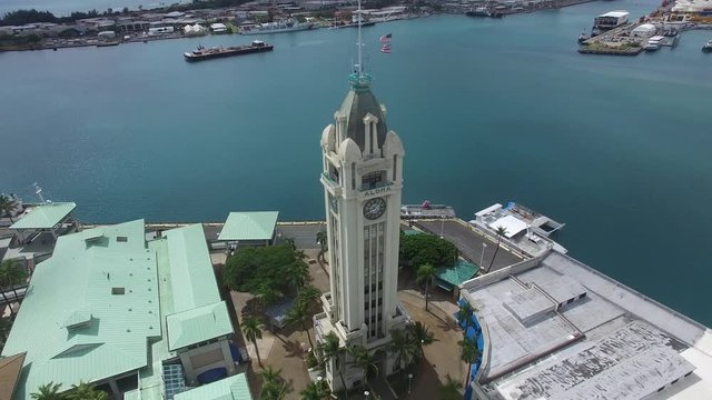 Aerial Aloha Tower Market Place 360 Panorama