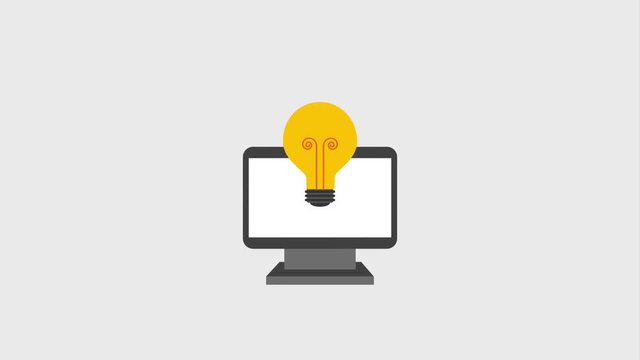 computer with bulb light idea and banknote animation hd