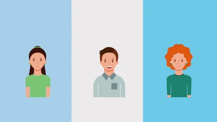 portrait team work group people characters animation