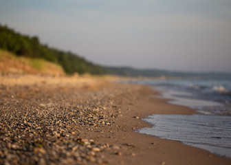 Fototapeta na wymiar Shallow Focus of Pebbles on a Beach 
