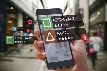 Composite image of smartphone with applications 