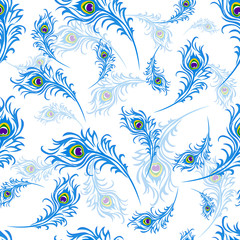 Seamless pattern for the holiday of Janmastami, peacock feathers