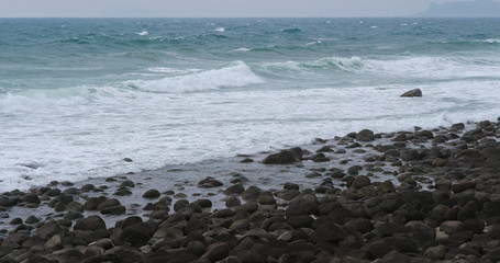Seaside rocks on beach