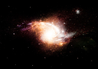 Stars, dust and gas nebula in a far galaxy