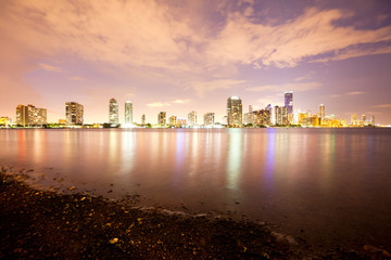 Skyline of buildings at Brickell District, Miami, Florida, USA