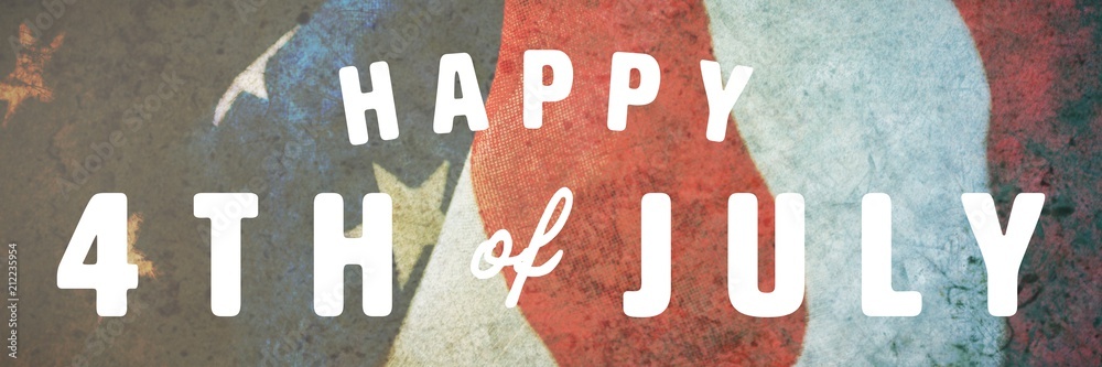 Poster composite image of digitally generated image of happy 4th of