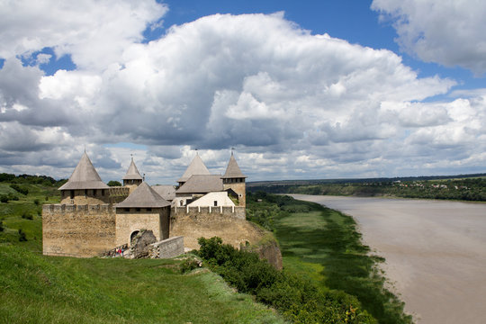 Photo of ancient Khotyn fortess, castle in Ukraine at the day time in summer