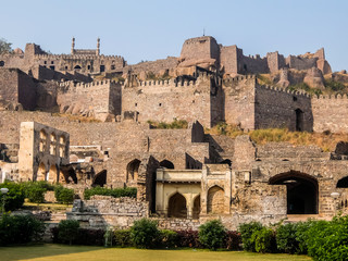 Hyderabad, India - January, 4th, 2018. Golkonda is a citadel and fort in Southern India and was the...