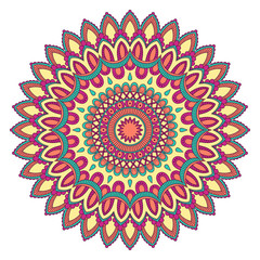 Ethnic ornamental mandala. Decorative design element. Hand drawn vector illustration