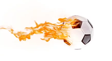 Foto op Aluminium Bol Voetbal vlammen